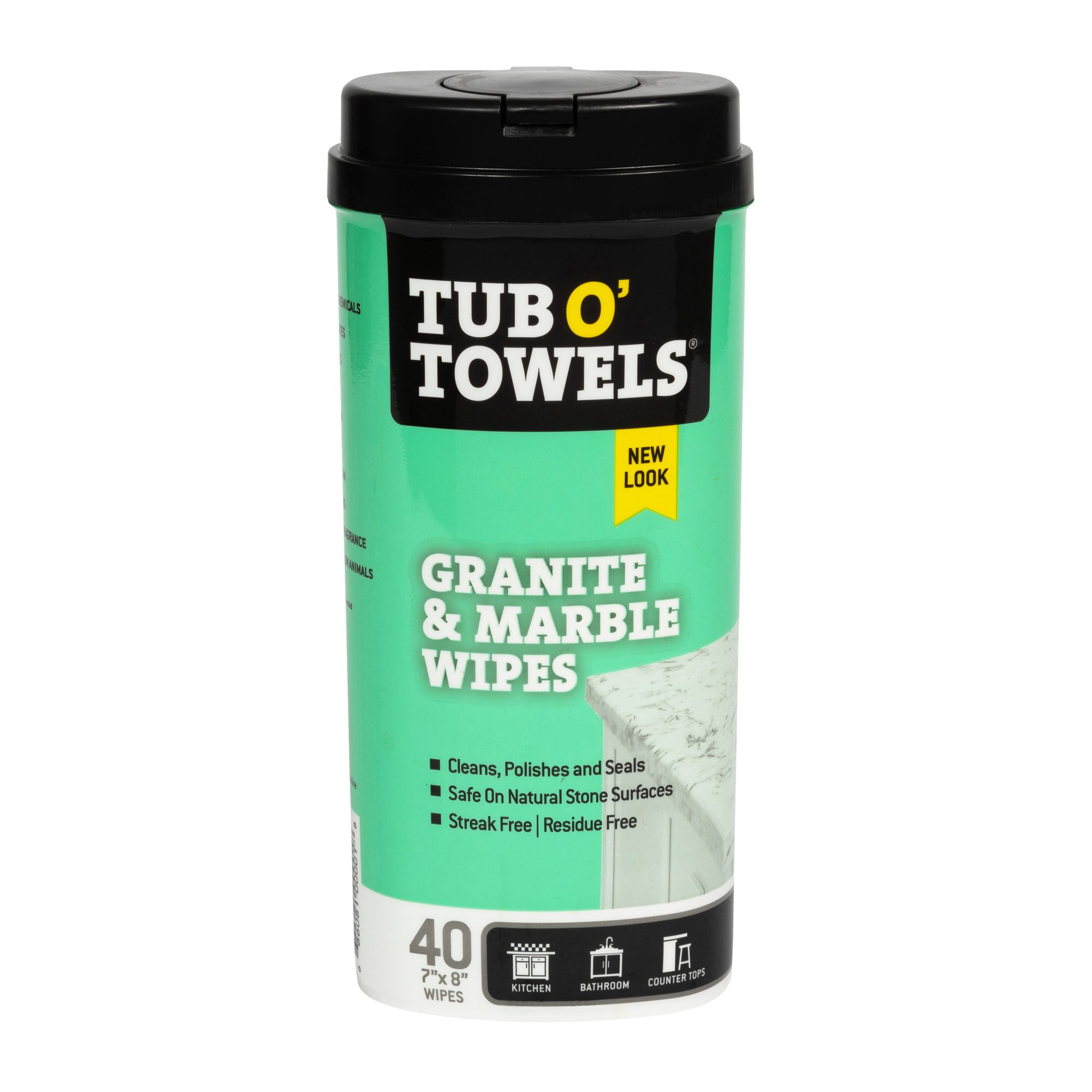 Tub O' Towels, Granite Marble Wipes , 40 Ct, 7in. x 8in., Included (qty.) 40 Material Poly, Length 7 in, Model# TW40-GR